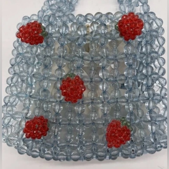 Vintage Chunky Beaded Purse Handbag Strawberry Accents Trendy Kawaii Coquette - Picture 2 of 8